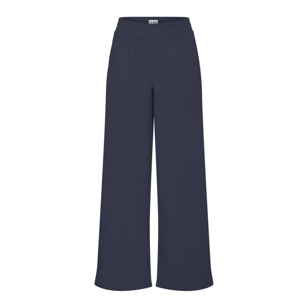 Ichi Lange Wijde Straight-Leg Broek Total Eclipse Blue Dames