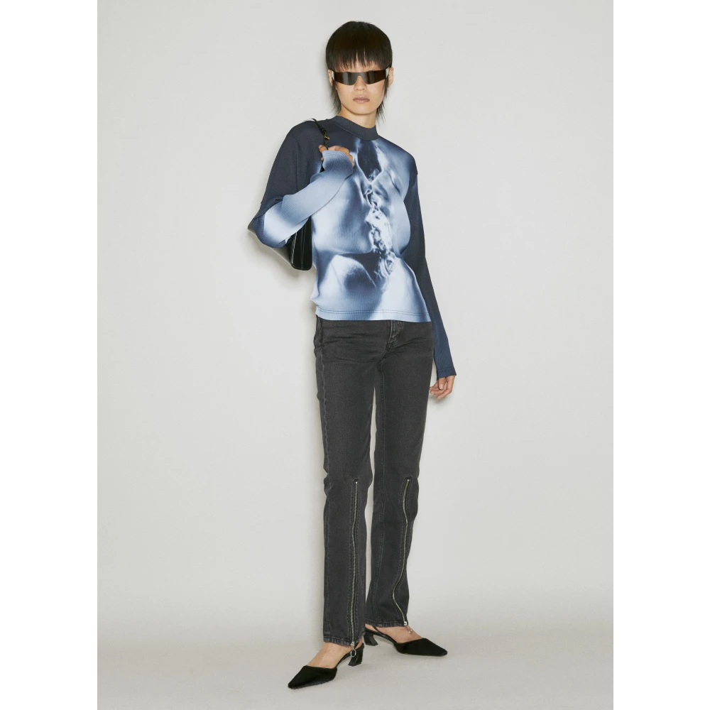 Eytys Zip Jeans met manchetten Black Dames