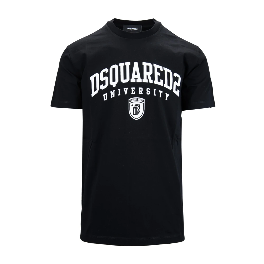 Dsquared2 Black T-Shirts, Male, S, Slip-On T-Shirt With Ribbed Edges