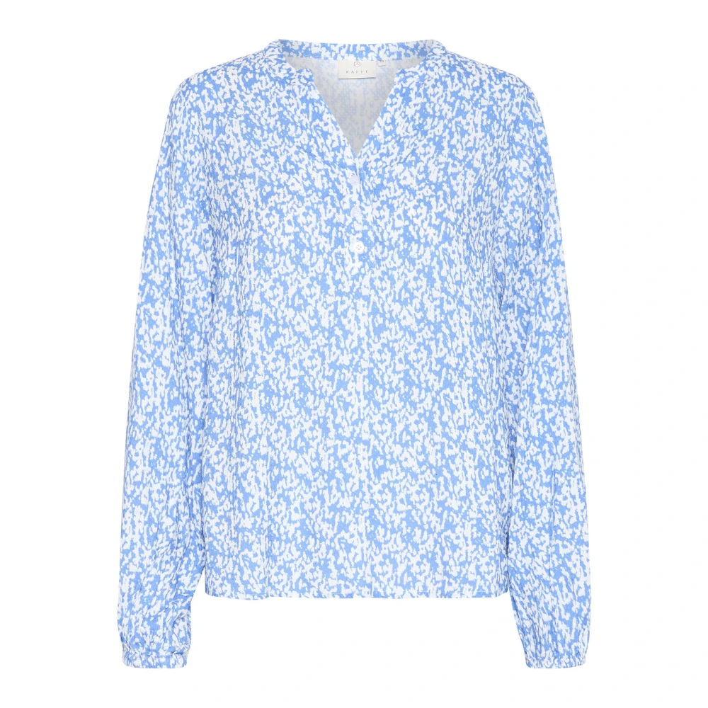 Kaffe Grafische Print Blouse Blauw Krijt Blue Dames