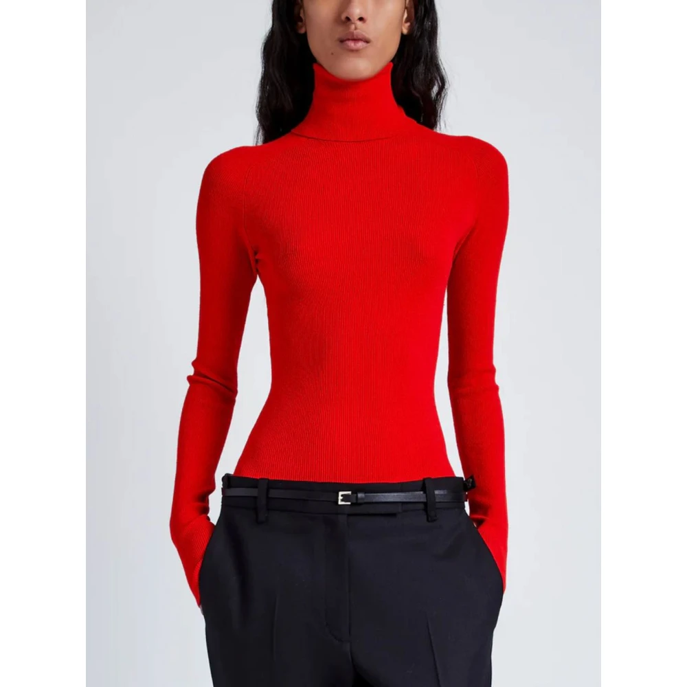 Proenza Schouler Rode Geribbelde Fox Top Red Dames