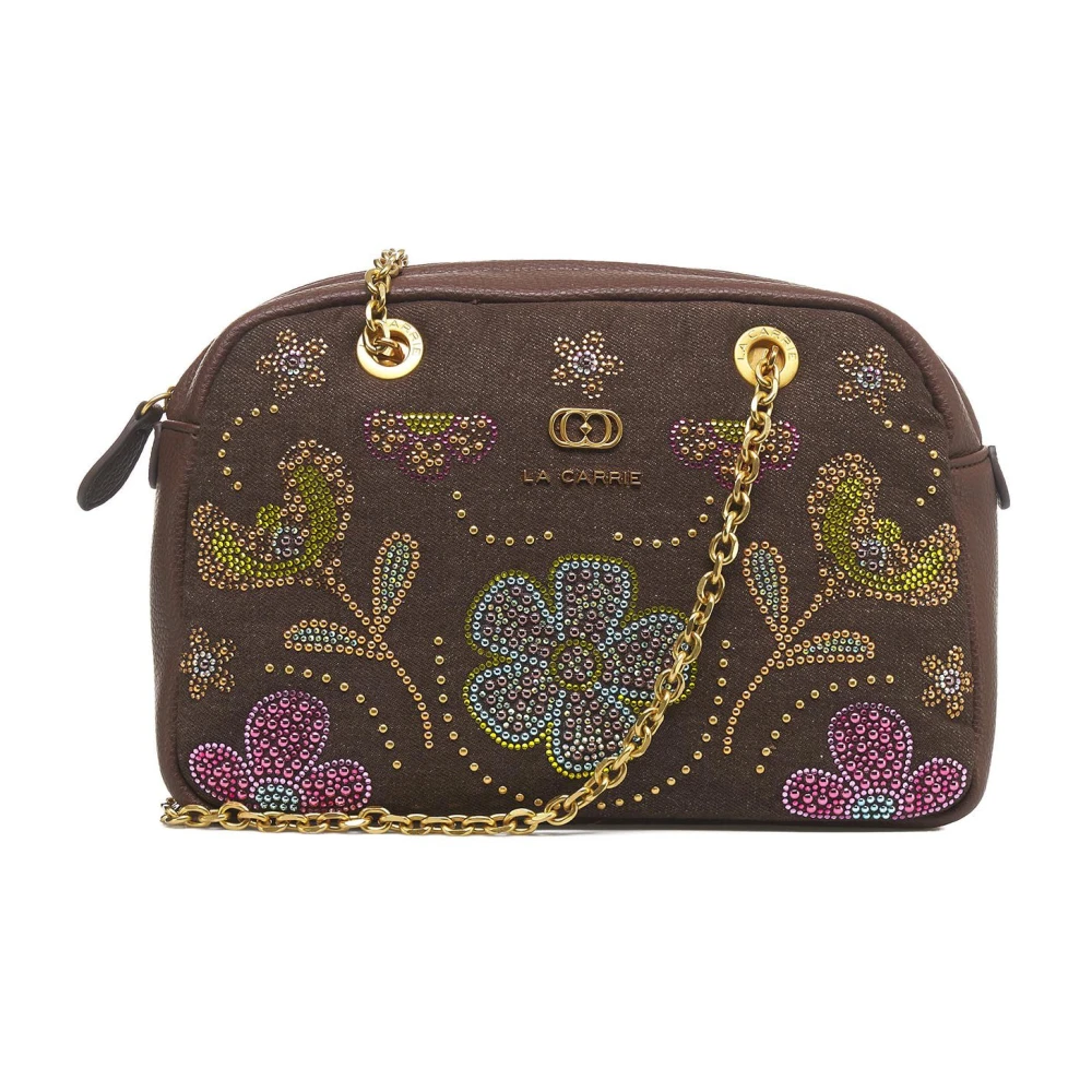 La Carrie Schoudertas met strass en bloemenpatroon Brown Dames