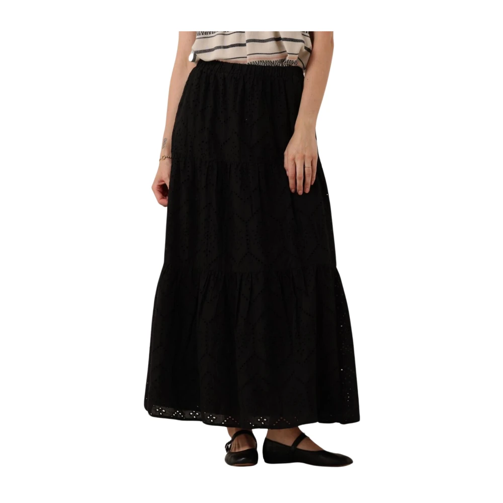 NEO NOIR Chique Borduur Maxi Rok Black Dames