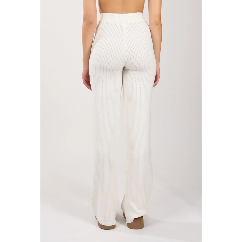 Hinnominate Gebreide wijde pijp broek White Dames