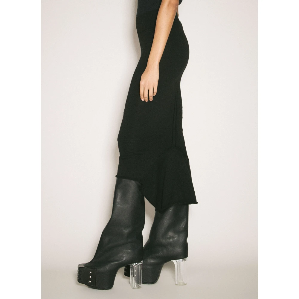 Rick Owens Peplum Gebreide Midi Rok Black Dames