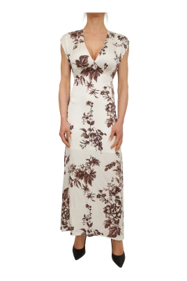 Long Printed Satin Dress