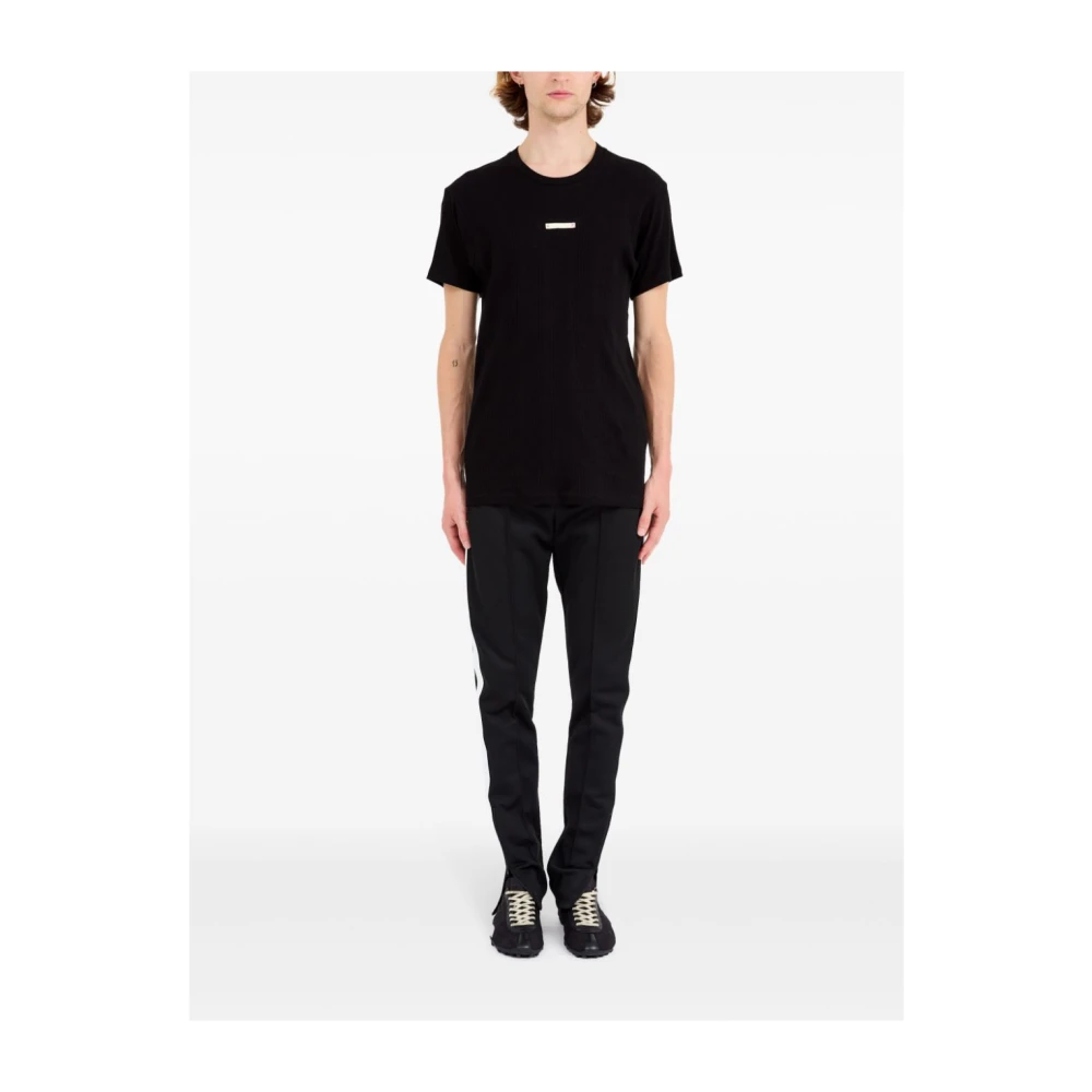 Maison Margiela Zwart Geribbelde Crew-Neck T-shirt Italië Black Heren