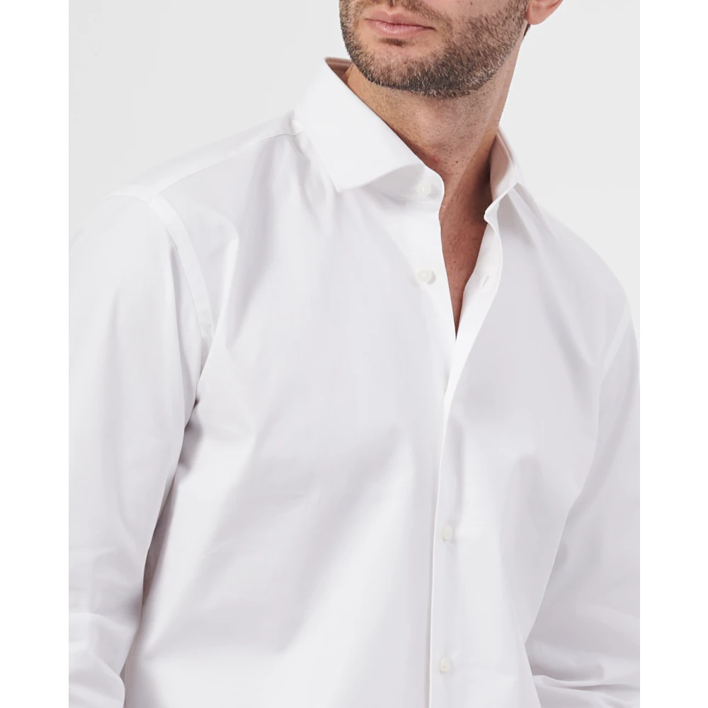 Hugo Boss Wit katoenen overhemd met lange mouwen White Heren