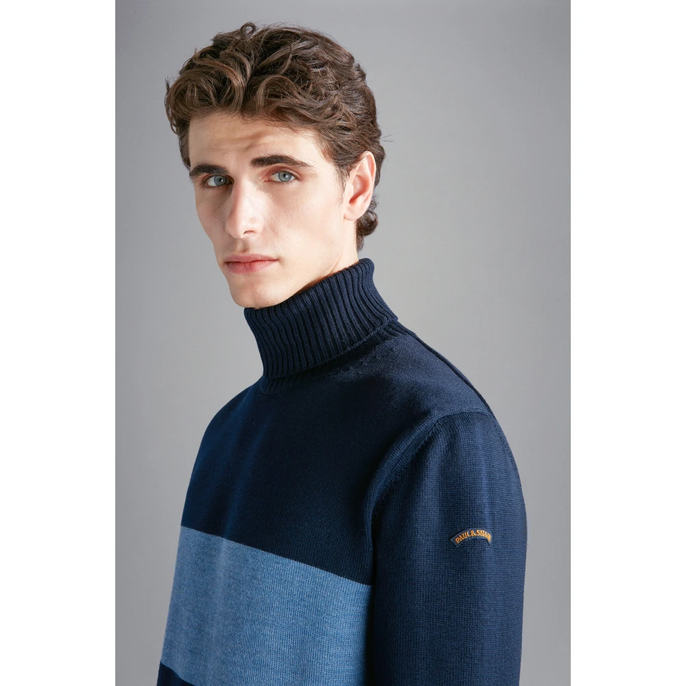 PAUL & SHARK Stijlvolle Roll Neck Sweater Blue Heren