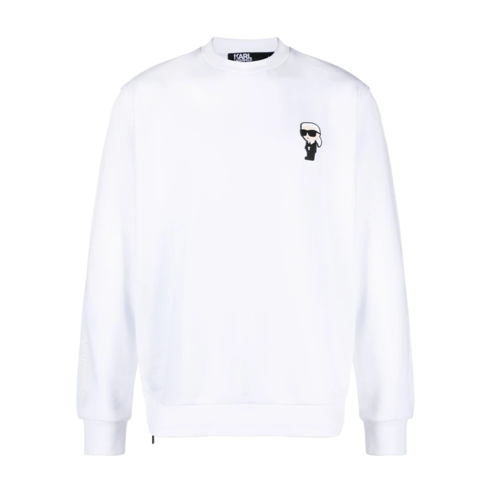 Karl Lagerfeld Witte Ikonik Crew-Neck Sweatshirt White Heren