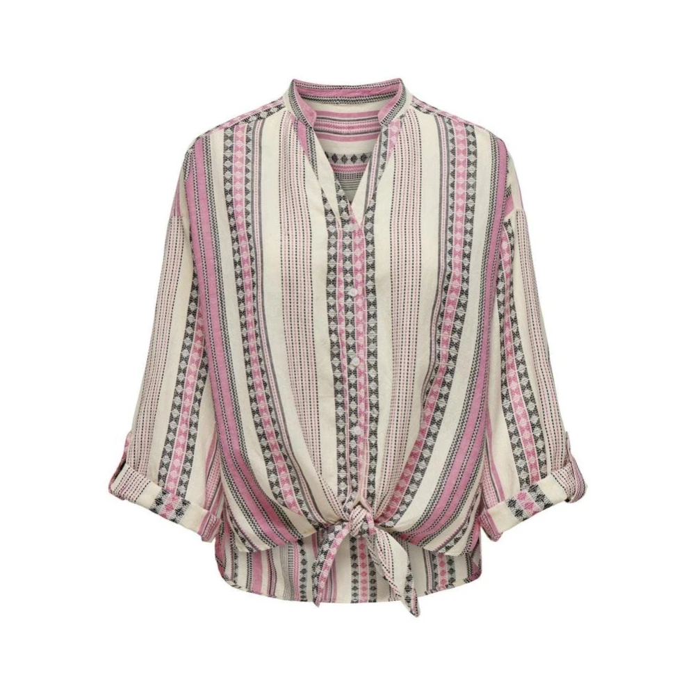 Only Louise Knoopshirt in Eggnog Roze Multicolor Dames