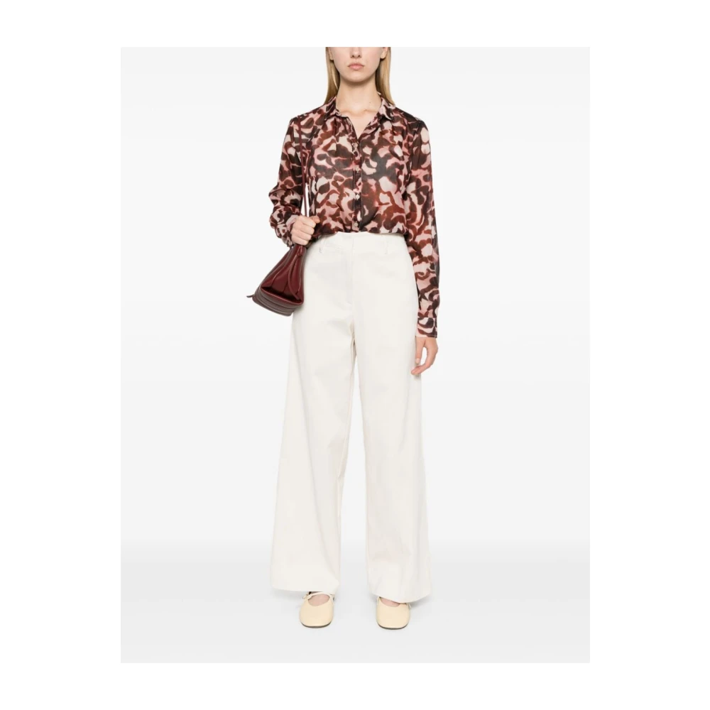 Forte Ivoor Katoenen Broek Recht Ontwerp Beige Dames