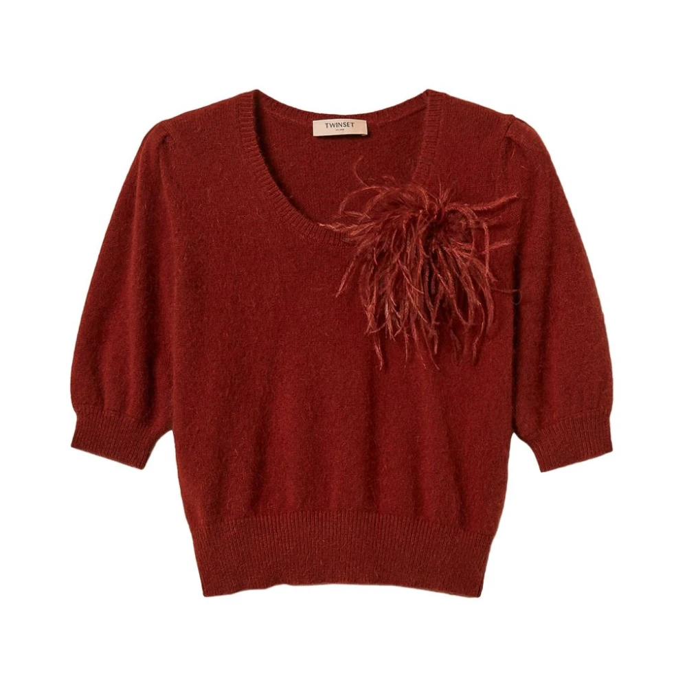 Twinset Round-Neck Knitwear - Female - Round-Neck Knitwear - Red - Xs - Knitwear
