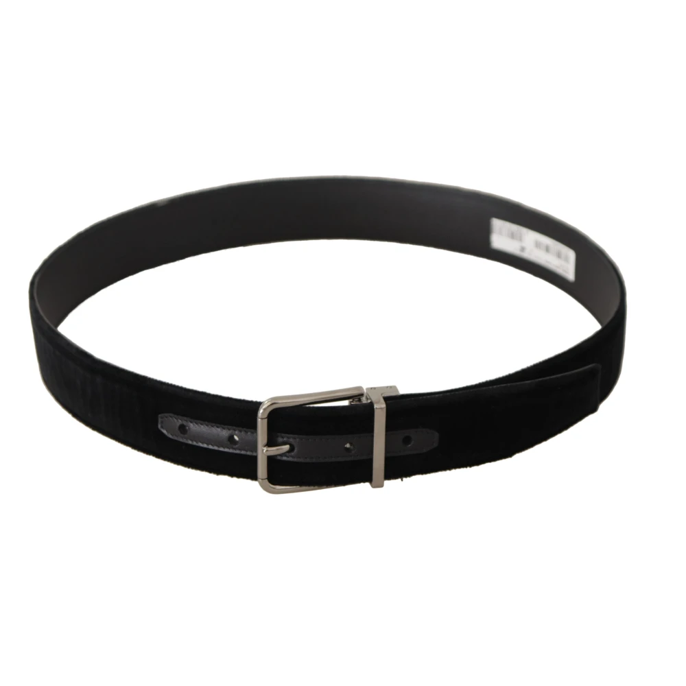 Dolce & Gabbana Luxe Velvet Leren Riem Black Heren