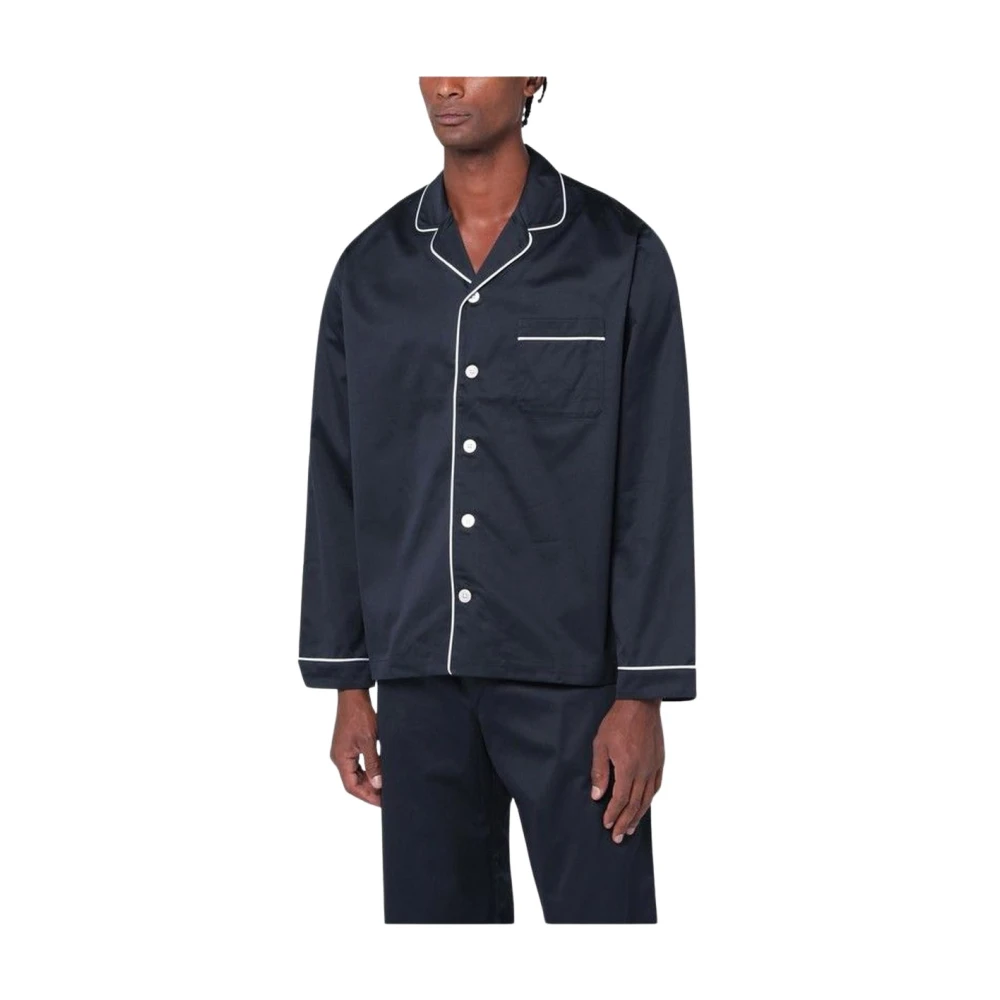 Tekla Men's Blue Premium Cotton Long Sleeve Shirt - Pyjamas - L - Nightwear & Lounge