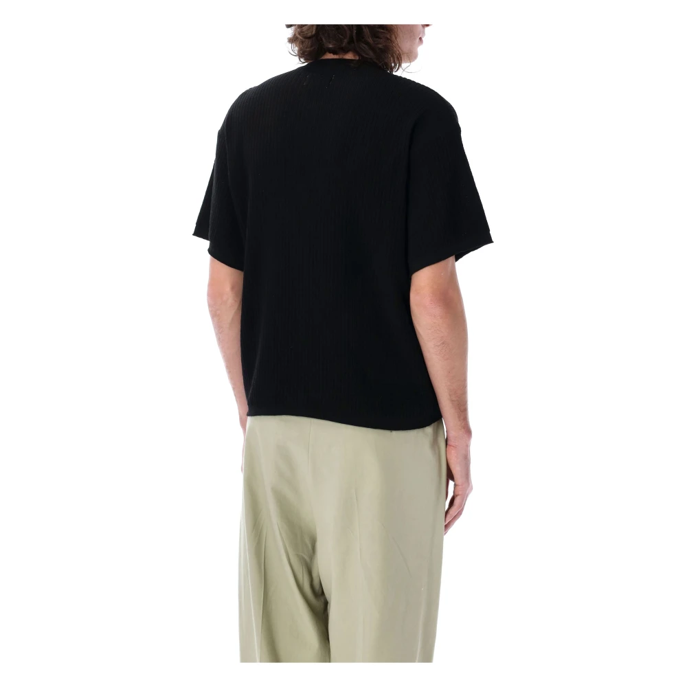 Magliano Zwarte Waffle Tee met Logo Borduurwerk Black Heren