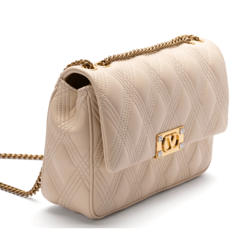 Valentino Beige Schoudertas met Kliksluiting Beige Dames