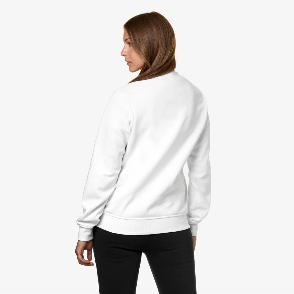 K-way Katoenen crewneck sweatshirt met geribbelde randen White Heren