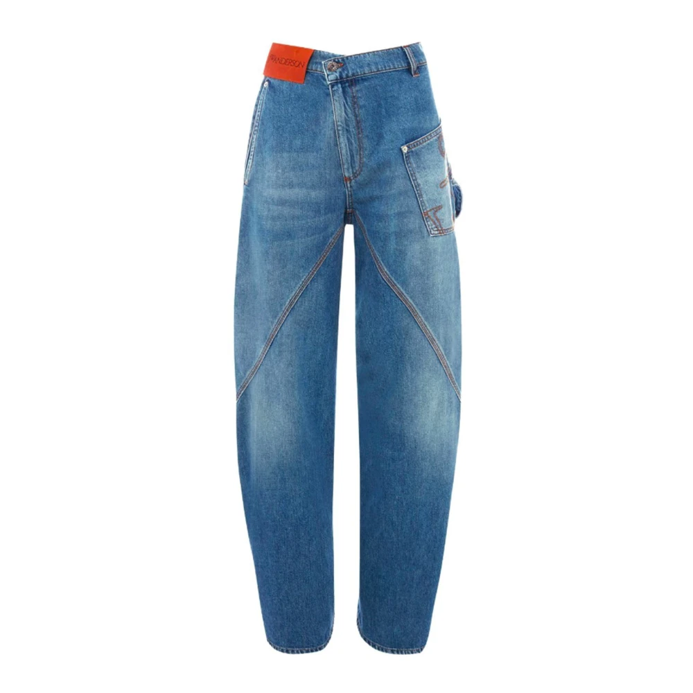 JW Anderson Geborduurd Logo Denim Jeans Blue Dames