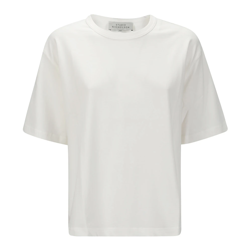 Studio Nicholson Zachte Crew-Neck T-shirt met korte mouwen White Dames