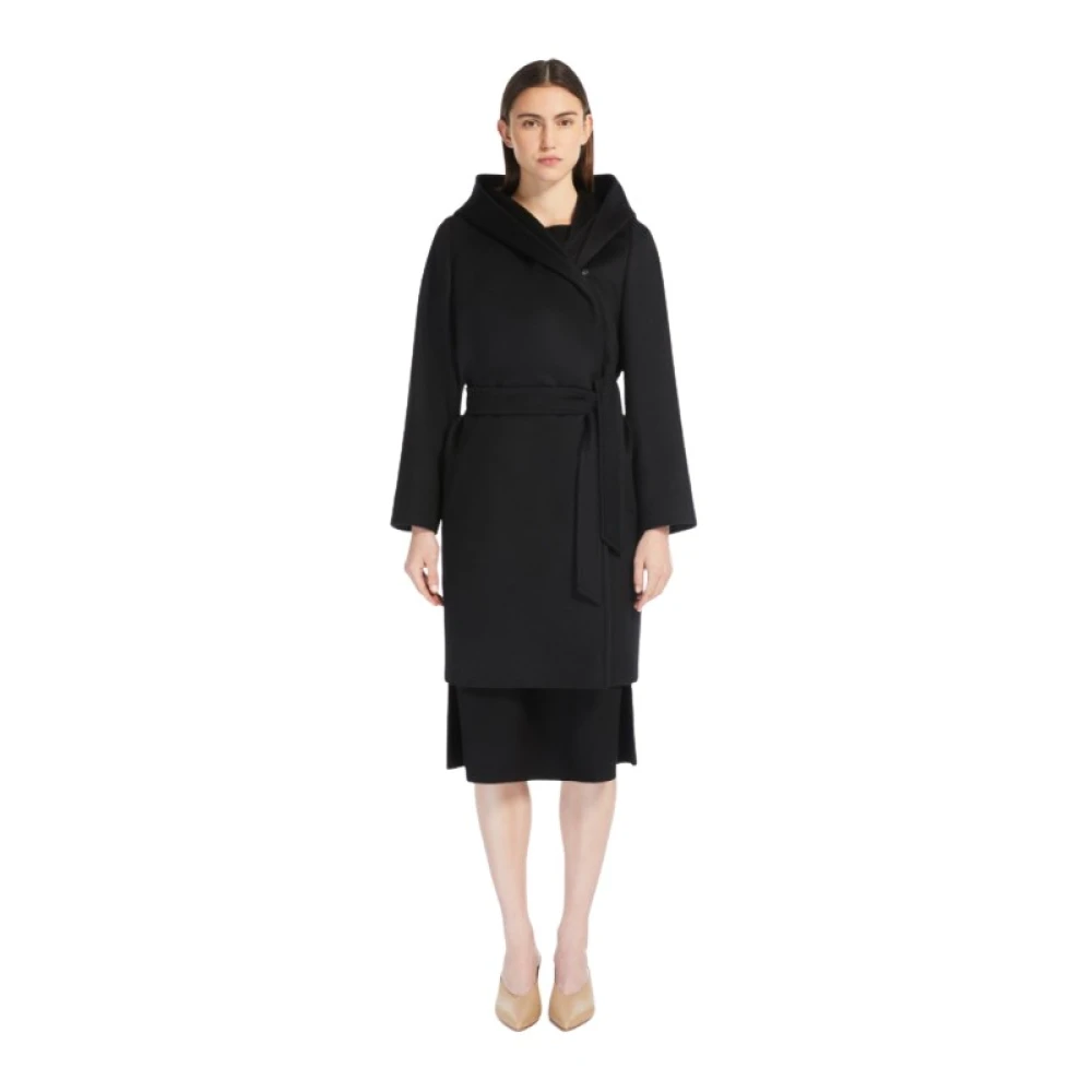 Max Mara Wollen Hoodiejas Black Dames