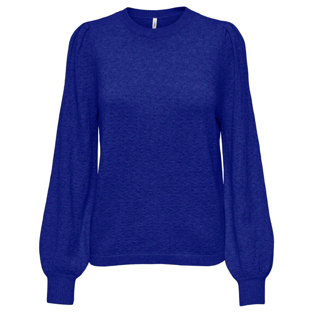 Only Puff O-Neck Structuur Top in Blauw Blue Dames