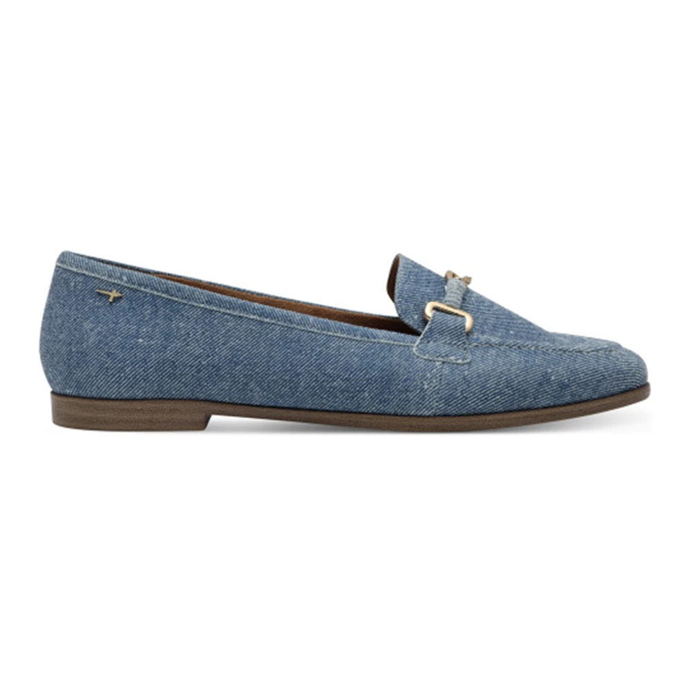 Tamaris Women's Blue Loafers, 5 Uk, Denim Moccasins With Buckle Detail