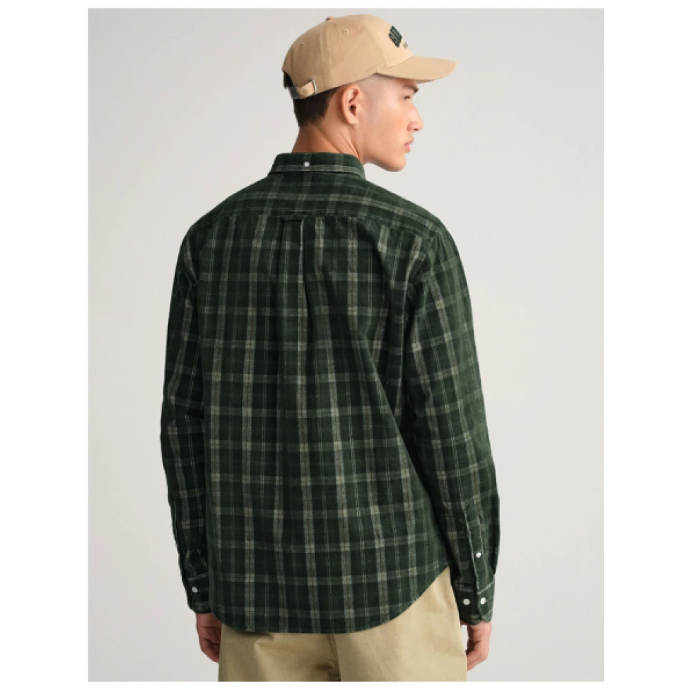 Gant Reguliere Fluweel Schotse Overhemd Green Heren