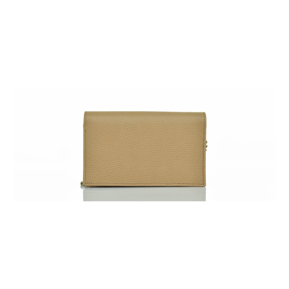 Gucci Interlocking Pebbled Leather Crossbody Tas Beige Dames