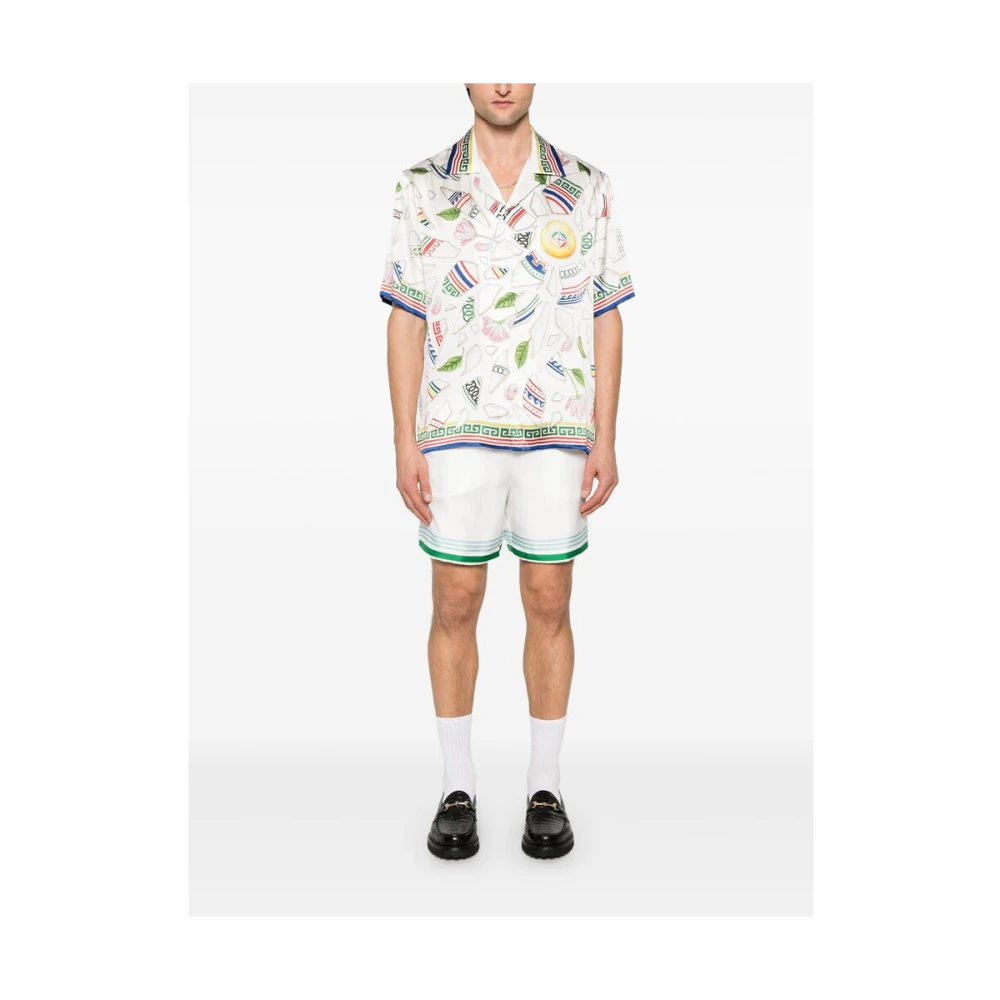Casablanca Witte Cubaanse Kraag Shirt met Strepen Multicolor Heren