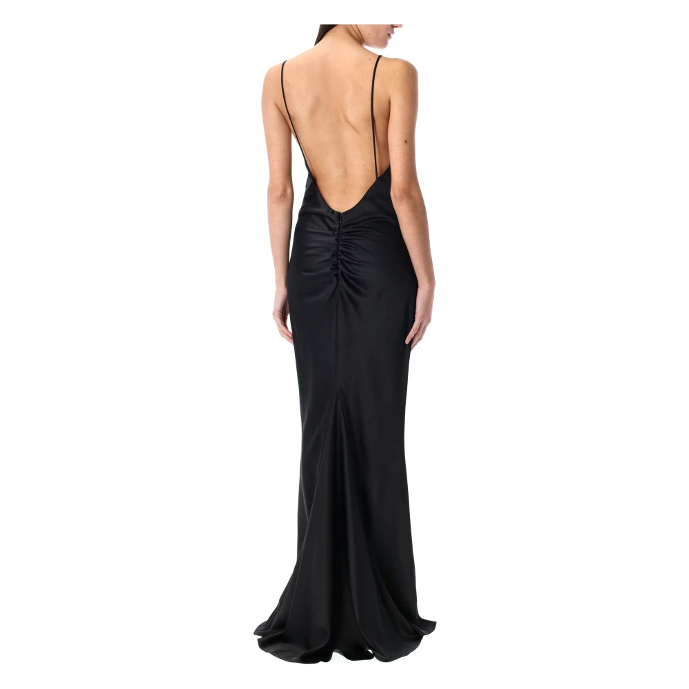 Andamane Zwarte Maxi Slip Jurk met Open Rug Black Dames
