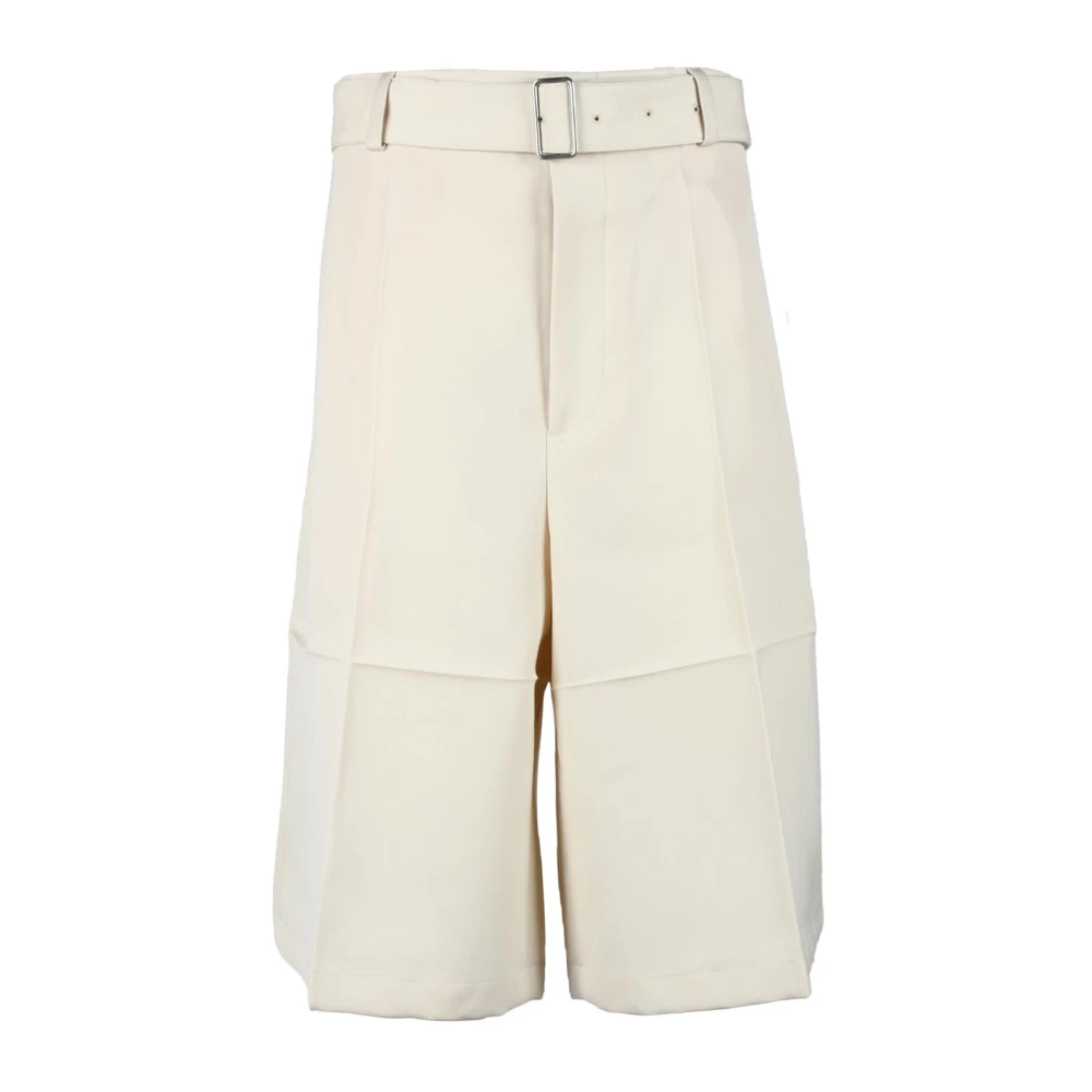 Jil Sander Wollen Bermuda Shorts Beige Heren