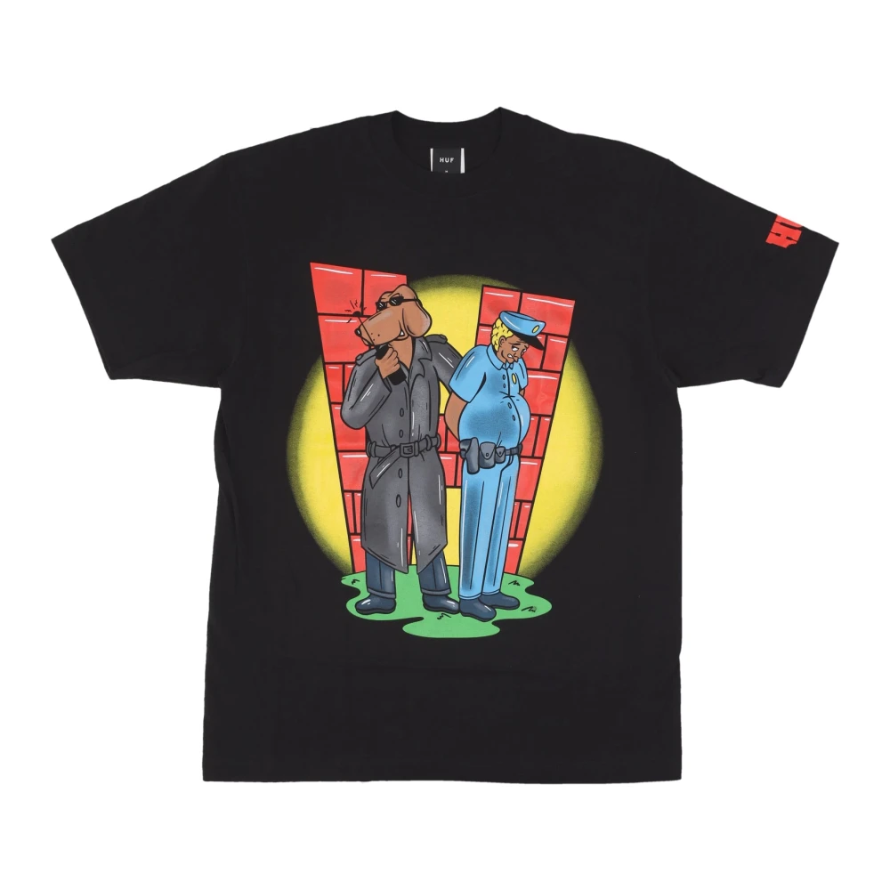 Huf Black T-Shirts, Male, S, Tee With Logo Print