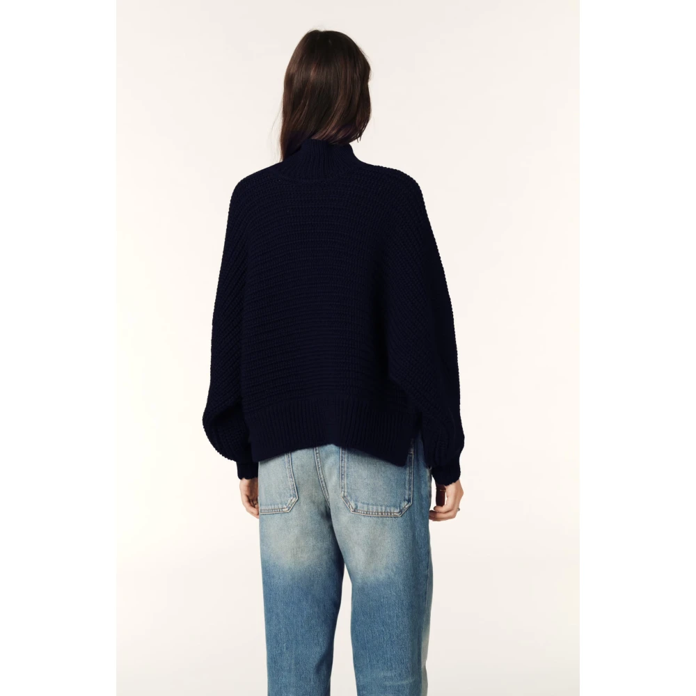 BA&SH Alpaca Bouclé Cape Pullover Blue Dames