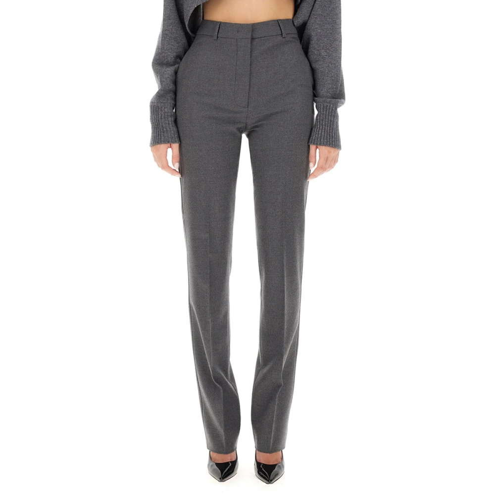 SPORTMAX Elegant Slim-Fit Wool Trousers Gray Dames