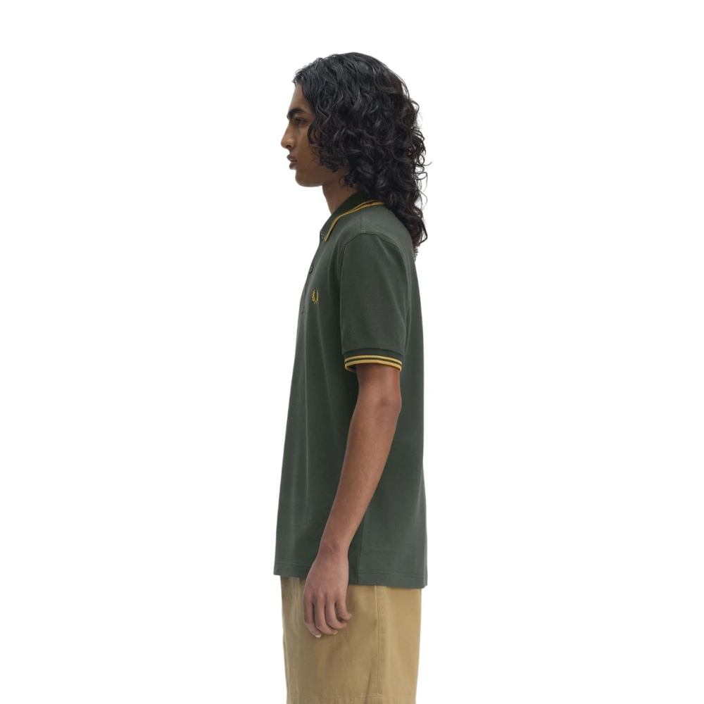Fred Perry Groen Poloshirt met Dubbele Streep Green Heren