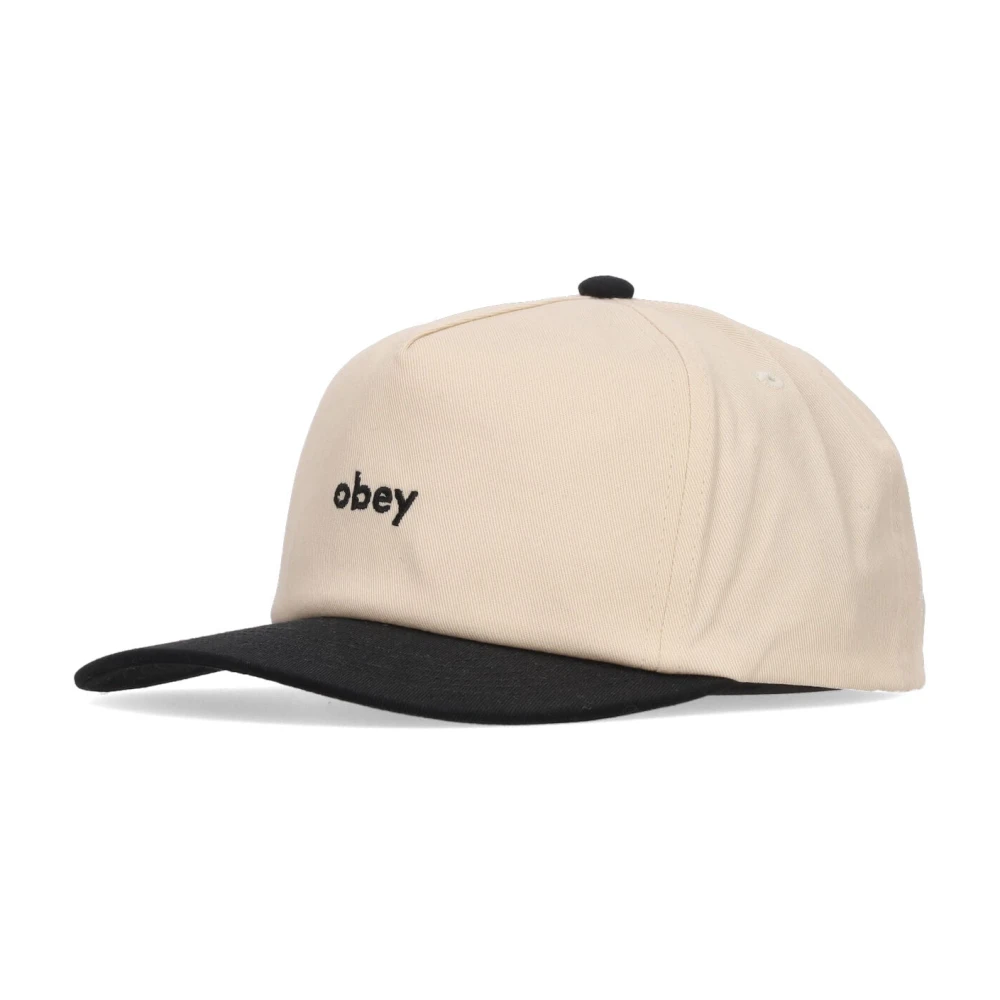 Obey Zwarte Gebogen Klep Snapback Pet Beige Heren