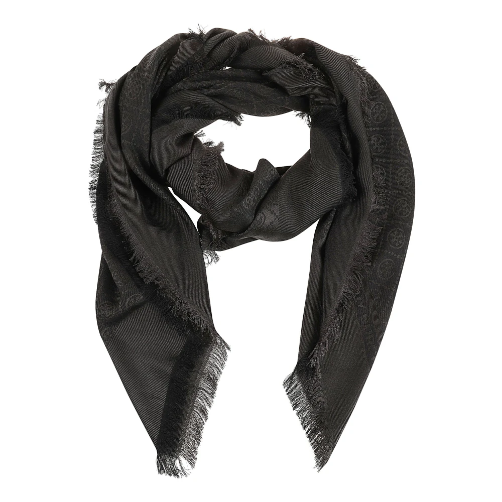 TORY BURCH Zwarte Sjaals voor Vrouwen Aw24 Black Dames