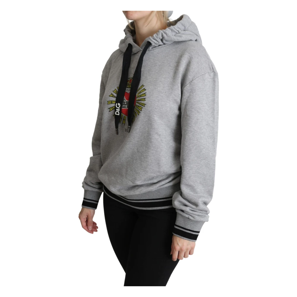 Dolce & Gabbana Luxe Hoodie van Grijs Katoen Gray Dames