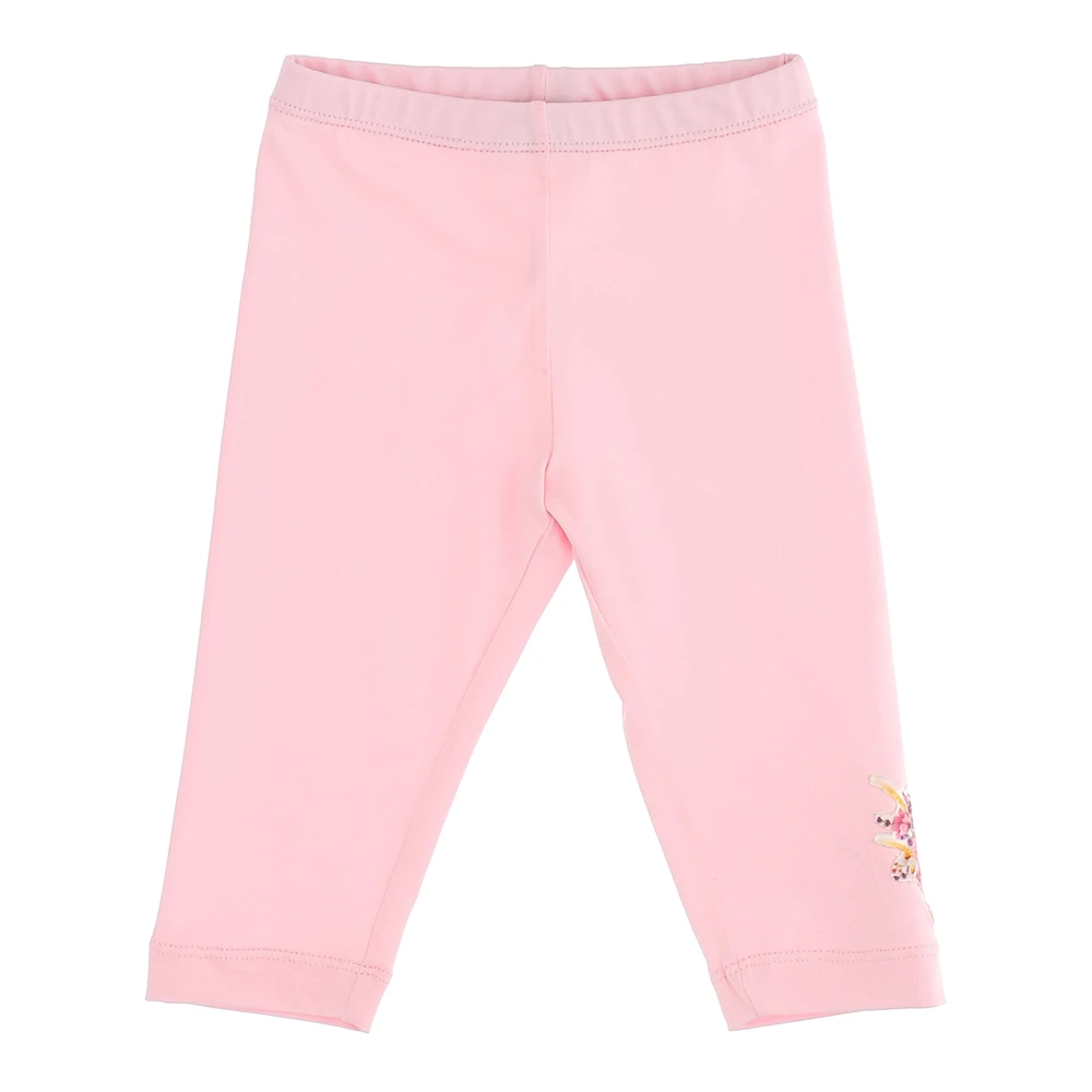 Monnalisa Boys Pink Leggings, 12 M, Jersey Cotton Leggings With Patch