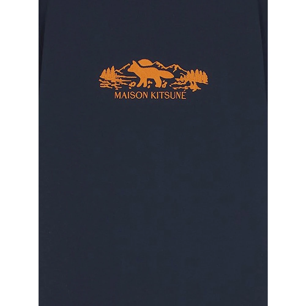 Maison Kitsuné Katoenen Logo T-shirt Blue Heren
