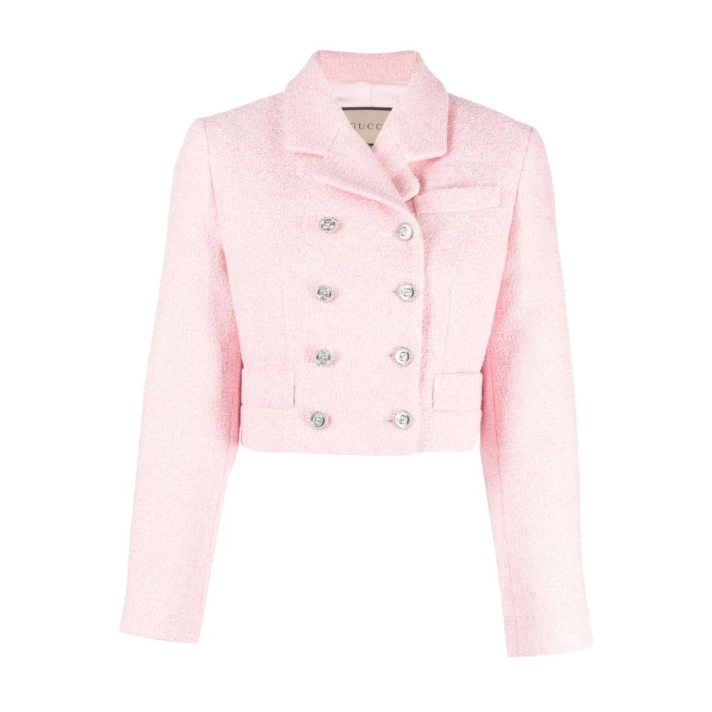 Gucci Roze Tweed Pailletten Jas Pink Dames