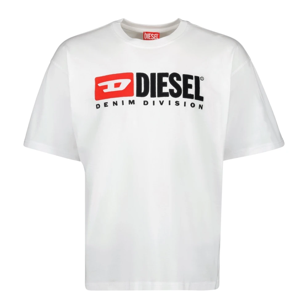 Diesel Witte Katoenen T-shirt met Ronde Hals White Heren