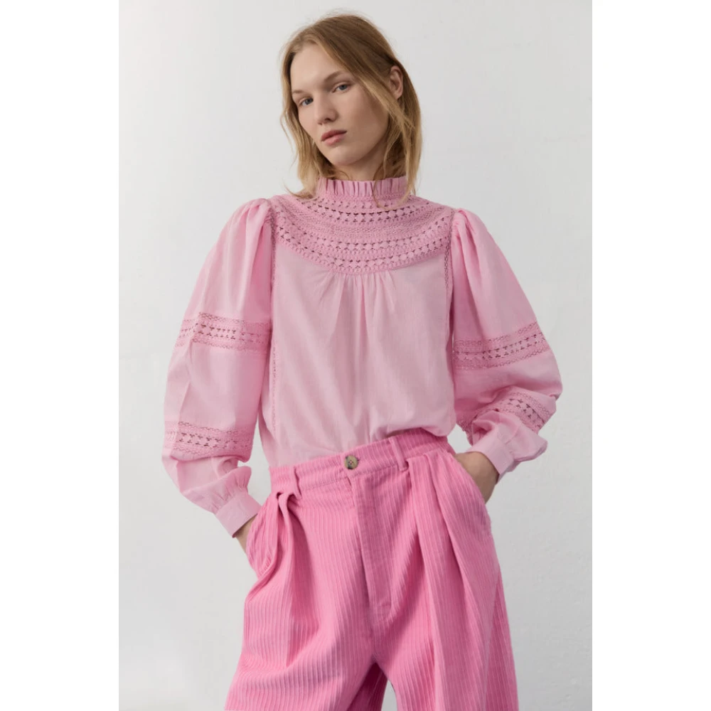 The New Society Elegante Kant Blouse Roze Pink Dames