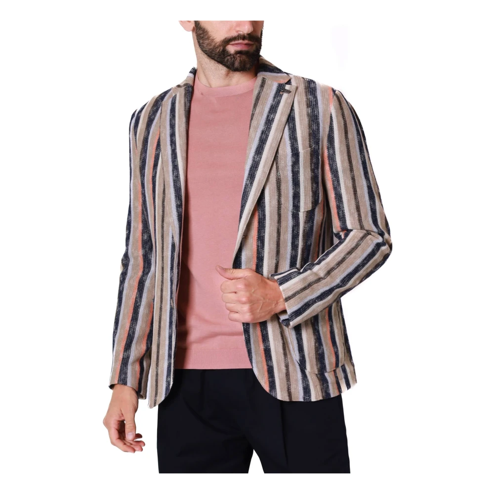 BOB Gestreepte Gebreide Blazer Jas Multicolor Heren
