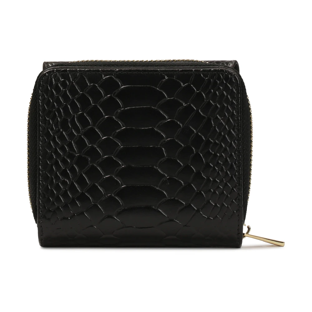 Kazar Compacte portemonnee in krokodillenpatroon met decoratieve sluiting Black Dames