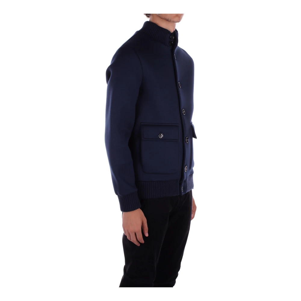 Dondup Blauwe Jassen met Logo Achterkant Blue Heren