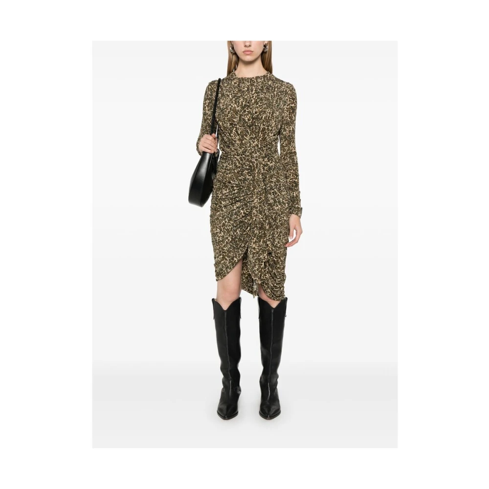 Isabel marant Luipaardprint Gedrapeerde Jurk Brown Dames