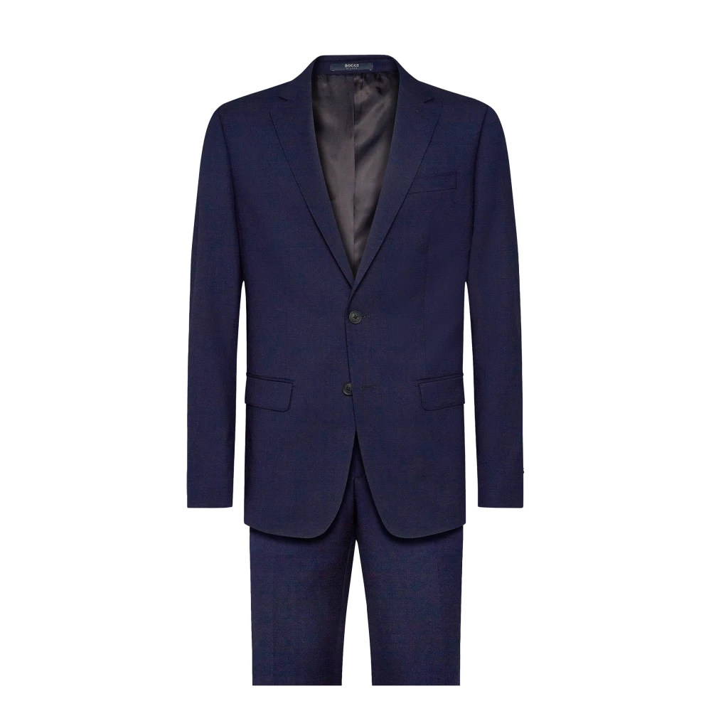 Boggi Milano Sable Wol Polyester Zijde Pak Stijl Anversa Blue Heren