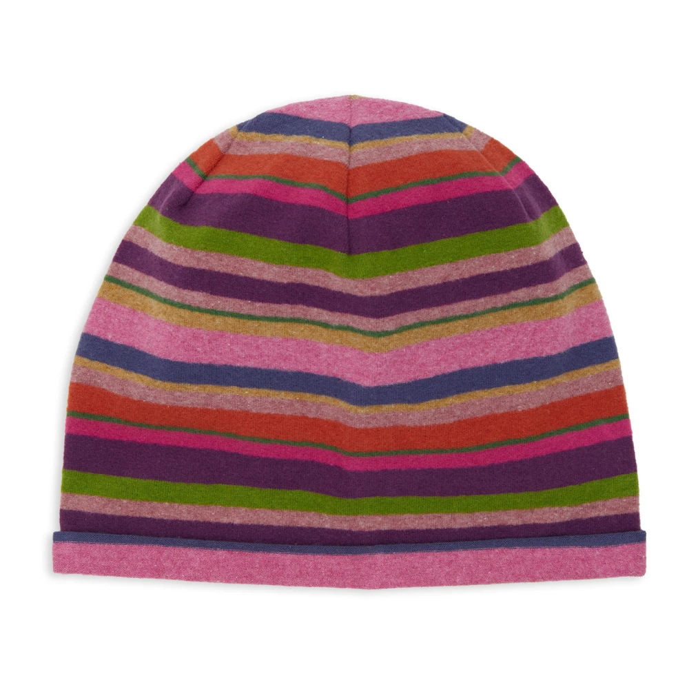 Gallo Unisex paarse fleece muts met veelkleurige strepen Multicolor Unisex